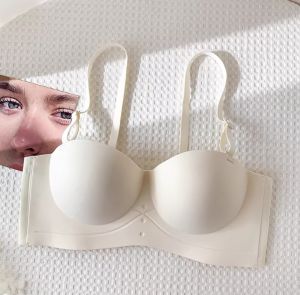 MeooLiisy 1/2 Half Cup Strapless Womens Bra Push Up No Wire Thicken Seamless Underwear Multi-way Invisible Lingerie