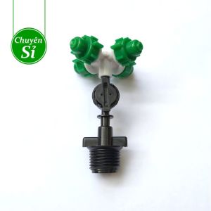 HCM Béc phun sương 4 hướng kèm ren 21mm nối ống PVC béc tưới lan tưới nhà kính... (kèm van chống rỉ hoặc không)