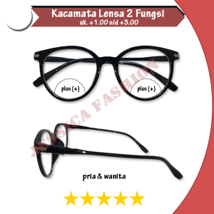 KACAMATA DUA FUNGSI +1.00 SAMPAI +3.00 /UNTUK BACA DAN JALAN/KACAMATA PLUS & NORMAL / MODEL OVAL WARNA HITAM  /BAYAR DI TEMPAT/COD