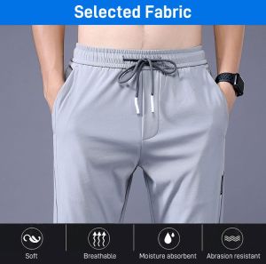 Ice Silk Casual Pants for Summer Men Youth Stretchable Plus Size Cooling Effect