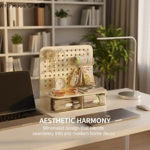 WP💓💛💖 Hole Board Storage Rack Dormitory Office Desktop Multi Functional Stationery Drawer Storage Box Non Perforated Organizing Rack