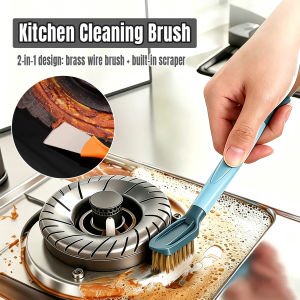 Talao Dual Head Cleaning Brush with Scraper Copper Wire Bristle Gap Cleaner for Gas Stove Range Hood