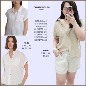 Kemeja Lengan Pendek Wanita Murah (57 Linen Shirt 6 Warna)