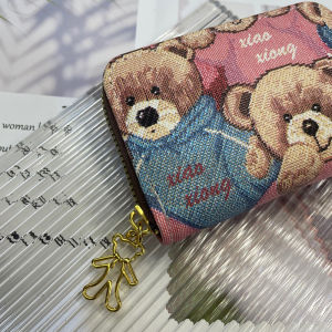 LYM Fashion Cute Little Bear Printed Womens Zero Wallet Multi Functional Zipper Organ Multi-card Bit Purse