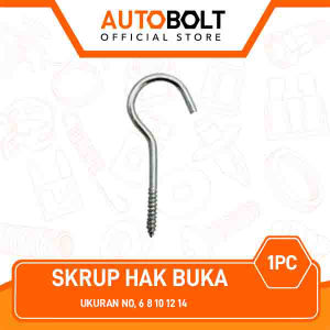 Skrup Hak Terbuka Ukuran No 6 8 10 12 14 Sekrup Cantolan Kaitan Kait Screw hook Screwhook Buka Tanda Tanya Ulir Kapstok Kandang Burung