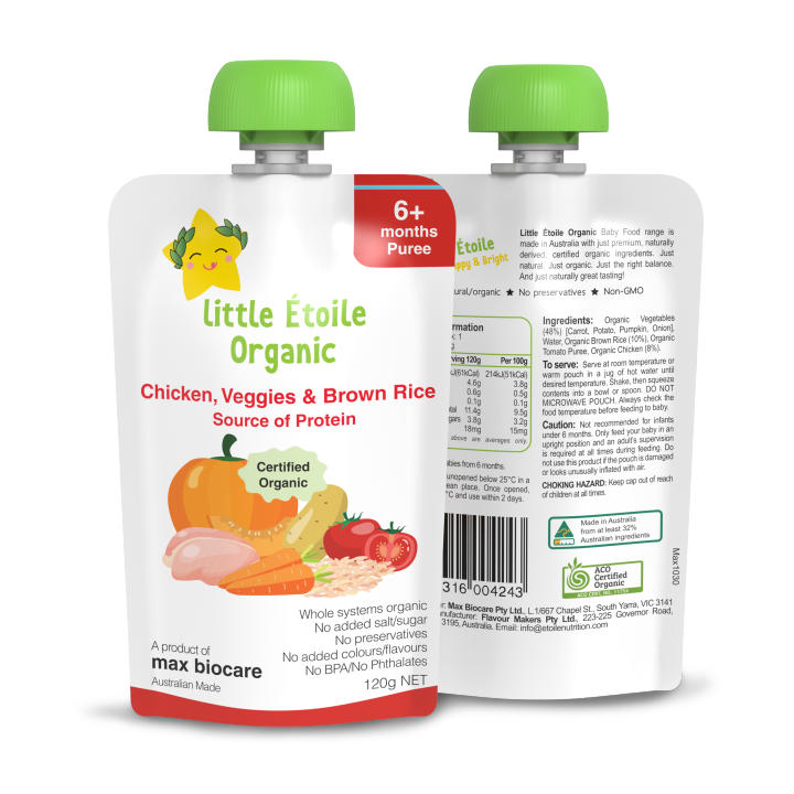 Little Etoile Organic Baby Puree - Chicken, Veggies & Brown Rice (6m ...