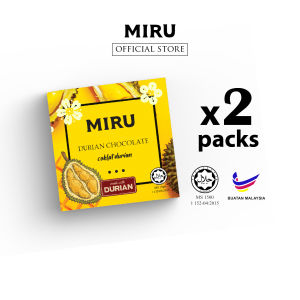 Twin Pack Halal Miru Premium Durian Chocolate Food Snacks Makanan Ringan 95g  x 2 pkts