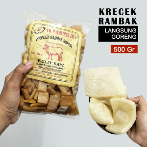 Krupuk kulit sapi mentah siap goreng tanpa jemur kemasan 500gr krecek rambak sapi non msg rasa gurih