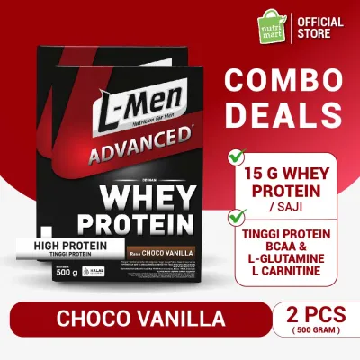 L-Men Whey Advanced Choco Vanilla 500g x 2 pcs - Suplemen Tinggi Whey Protein