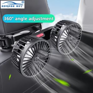 Car Fan Strong Dual-Head Seat Back Fan 360-Degree Rotation USB-PoweredHigh Airflow Volume Low Noise Base Clip Installation Method Suitable for All Types of Car Seats