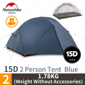 Naturehike Mongar 2-3 Person Camping Tent 15D Nylon Upgrade Double Layer Outdoor Tent Ultralight Waterproof Travel Hiking Tent NH17T007-M