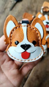 พวงกุญแจหนัง กุญแจบ้าน กุญแจรถ หมาน่ารัก คอร์กี้ ห้อยกระเป๋า