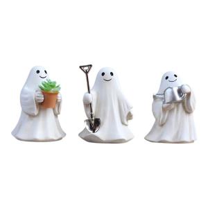 3 Piece Funny Gardening Ghostly Ornaments Resins Miniature Figurine For Indoor Decors Seasonal And Garden Display Piece