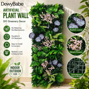 DewyBabe Artificial Plant Wall Panel Artificial Grass Carpet Indoor Outdoor Greenery Decor Yard Ornament