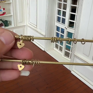 Gold Miniature Curtain Rail Rod For 1/12 Scale Doll House Accessories Realistic Miniature Furniture Bedroom Scene Decors