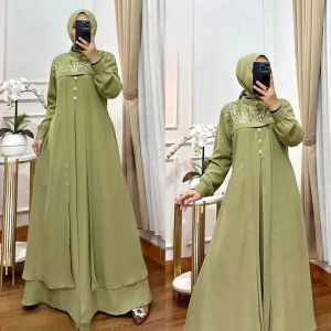 Dress untuk lebaran / Denara Dress Bahan Ceruty Babydoll Full Furing / Dress Model Kekinian COD