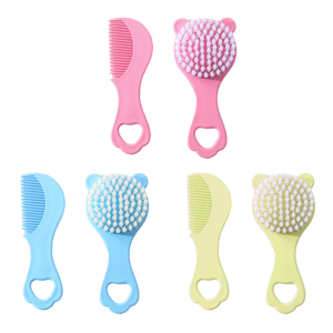 Toddler tóc bộ chăm sóc cho bé nhẹ nhàng Bàn chải tóc & Lược với niềm vui thiết kế hình gấu cho sử dụng hàng ngày cán dài cầm tay