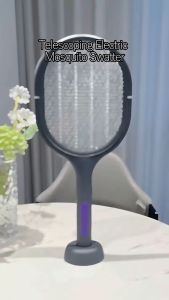 3-in-1 Electric Mosquito Swatter UV Light Bug Zapper Racket Rechargeable Insect Killer Mosquito Trap Lamp Beads Portable Fly Killer Racquet