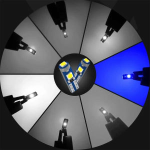 10Pcs T5 Led Bulbs W3w Car Lights Dashboard Warming Light License LampAuto 3smd Super Bright 12v Dome Green Energy-saving Canbus Turn-signal Ceramic Automotive Interior Bulbs