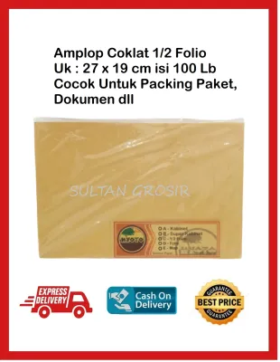 AMPLOP COKLAT SETENGAH 1/2 FOLIO 27 X 19 CM / AMPLOP COKLAT SAMSON SETENGAH FOLIO ISI 100 LB