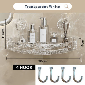 Borong365 Rak Bilik Mandi Sedut Rak Penyimpanan Sedut Storage Tray Suction Cup Bathroom Corner Rack 吸盘式浴室转角置物架