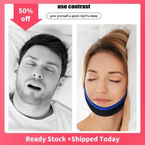 🔥🔥🔥sjqgqx Anti Snore Chin Strap Nylon Elastic Breathable anti-Snoring Chin Belt Mouth Breathing Band Apnea Belt Improve Sleeping Care Tool