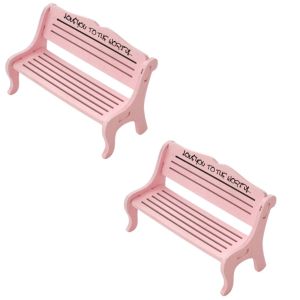 GLOWLITE 2Pcs Miniatures Doll Chairs Background Props Wooden Small Bench Garden Ornaments Dollhouse Furniture Mini Stool for Children