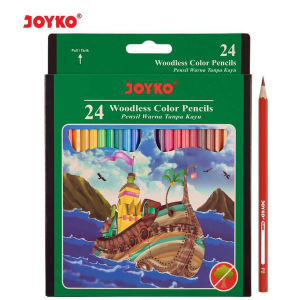 Joyko Pensil Warna Joyko 24 Warna Panjang CP 104 Woodless Colour Pencils Alat Tulis Pinsil Warna
