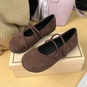 Free Shipping Stylish 2026 Spring/Autumn New Collection: Versatile Thin-Strap Round-Toe Flat Shoes With Soft Soles And Shallow Cut Comfortable For All-Day Wear