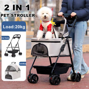 Portable Folding Pet Stroller for Dogs And Cats Lightweight Separate Breathable Cage Convenient Hand Push Cart Travel Outdoors Pet Transport