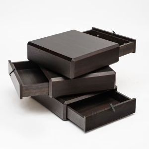 Modern Minimalist Rotating Nightstand – Creative Bedside Cabinet with Luxurious Wood Grain Italian-Style Simple Storage