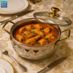 3L Stainless Steel Cooking and Serving Pot with Glass Induction & Gas Compatible  Golden Coated Handles