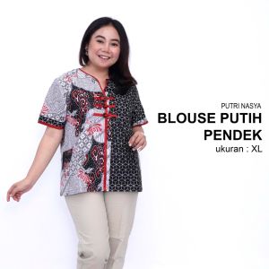 Blouse Big Size Wanita Atasan Batik Lengkap S-M-L-XL-XXL-3L-4L-5L Model Blus Jumbo Seragam Batik / Blus Pendek Big Size / Atasan Kerja Wanita Jumbo Kantor / Blouse Jumbo Formal