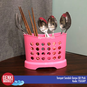 Tempat Sendok Garpu Sumpit GR Pink / Cutlery Set