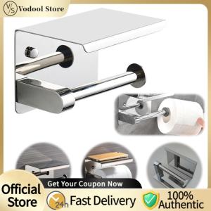 Premium Stainless Steel Toilet Paper Holder Wall Mounted Punch-Free Bathroom Accessories Sleek Silver Design
