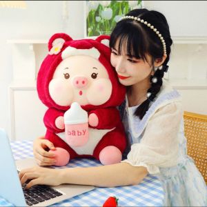 GẤU BÔNG HEO ÁO LOTSO HEO COSPLAY GẤU DÂU LOTSO ÔM BÌNH SỮA MẪU MỚI
