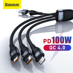 Baseus 5A Fast Charging 3 in 1 USB Cable for iPhone PD 100W USB Type-C Charger 3 in 2 Cable for iPhone 14 13 12 Pro Max Huawei Xiaomi Samsung USB-C Micro USB Wire Cord