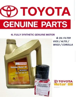 Toyota Full Synthetic SN/CF 5W40 Genuine Engine Oil (Bundle of 4Liters with Oil Filter - Vios/Altis/Wigo/Corolla)