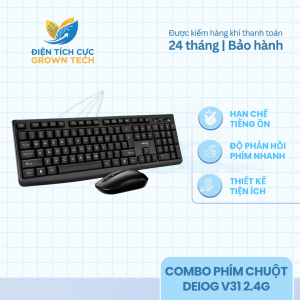 Combo phím chuột không dây DEIOG V31 2.4G màu đen kết nối ổn định gõ êm chuột nhạy pin bền dùng cho laptop PC