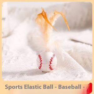 BEIERWA ลูกบอลยางสำหรับลูกบอลยางยืดหยุ่นแมวขนนกสำหรับแมวการขว้างปาอุปกรณ์สำหรับสัตว์เลี้ยง