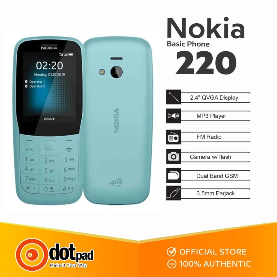 Nokia 220 Keypad Phone: Original Dual Sim Basic Phone with FM & Box  Included