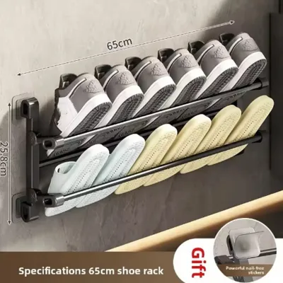 Wall Mounted Shoe Slipper Rack Foldable Bathroom Slippers Drying Rack No Drill Door Back Shoe Organizer Hanger