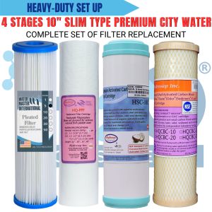 Water Filter 4 Stages 10" Slim Type Premium City Water Filter Replacement
