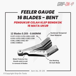 Grip-On Alat Ukur Celah Gap Klep Bengkok - Feeler Gauge Blades Bent - Fuller Gauge Blade Stel Klep 12 16 Blatts
