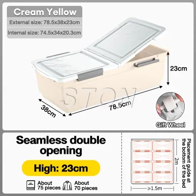 STON Underbed Storage Box with Wheels Large-Capacity Wardrob Quilt Storage Home Flat Toy Storage Organizer Box with Lid Dustproof Under Bed Storage Box