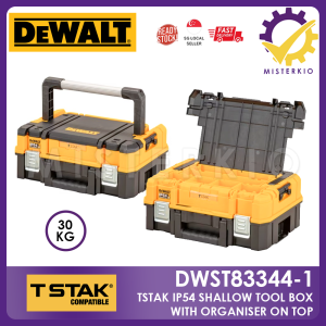 TSTAK IP54 Organiser Top Shallow Box DWST83344-1 Tool Storage Portable Box Stackable