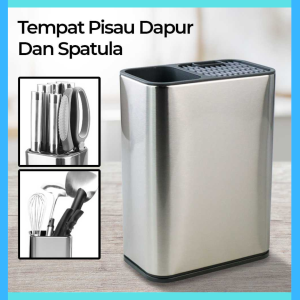 COD ANHO Tempat Pisau Dapur Spatula Stand Holder Stainless Steel SUS435 / alat tempat pisau dan gunting di dapur tempel di dinding kitchen set motif kayu jati meco talenan / tempat pisau anti debu gantung unik besi blender miyako chopper serbaguna