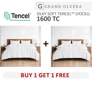 Grand Olvera Silky Soft 1600TC Lyocell Cooling Bedding Set - Secure Fit & Secure Seal Buy 1 Get 1 Gift Box Included