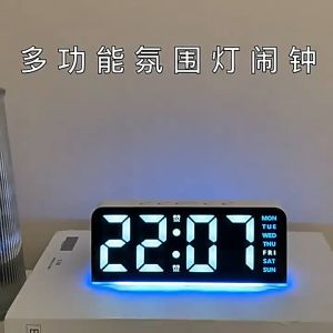 Digital Wall Clocks LED Alarm Clock Large Display Table Clock Wall-mounted Multi-functional Temperature Date Calendar Home