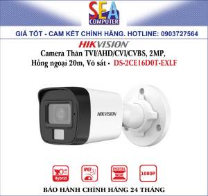 HIKVISION Camera Thân TVI/AHD/CVI/CVBS 2MP  Hồng ngoại 20m Võ sắt -  DS-2CE16D0T-EXLF